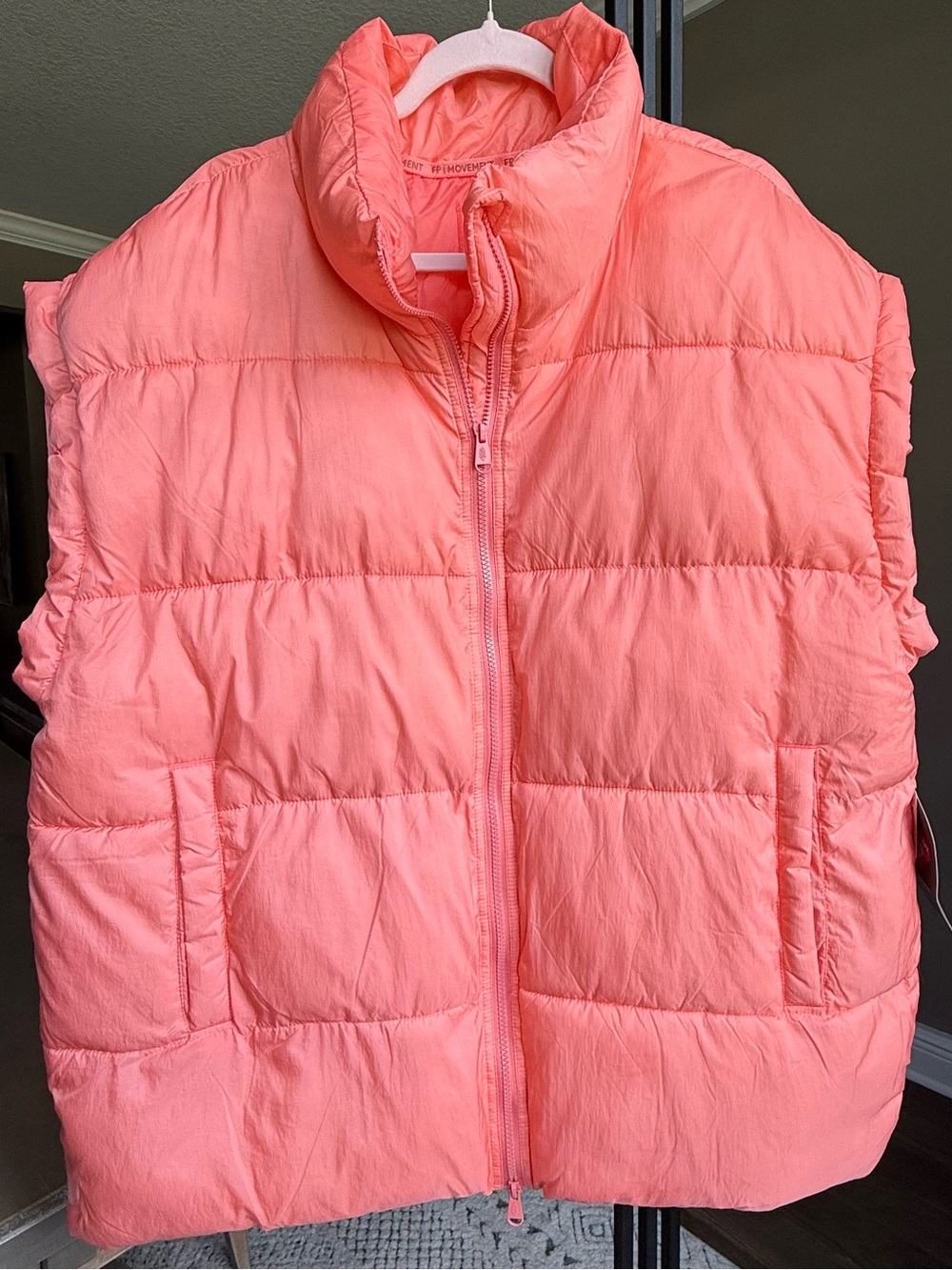 NWT Free People FP Movement In A Bubble Puffer Vest Fruit Punch Pink Women’s L